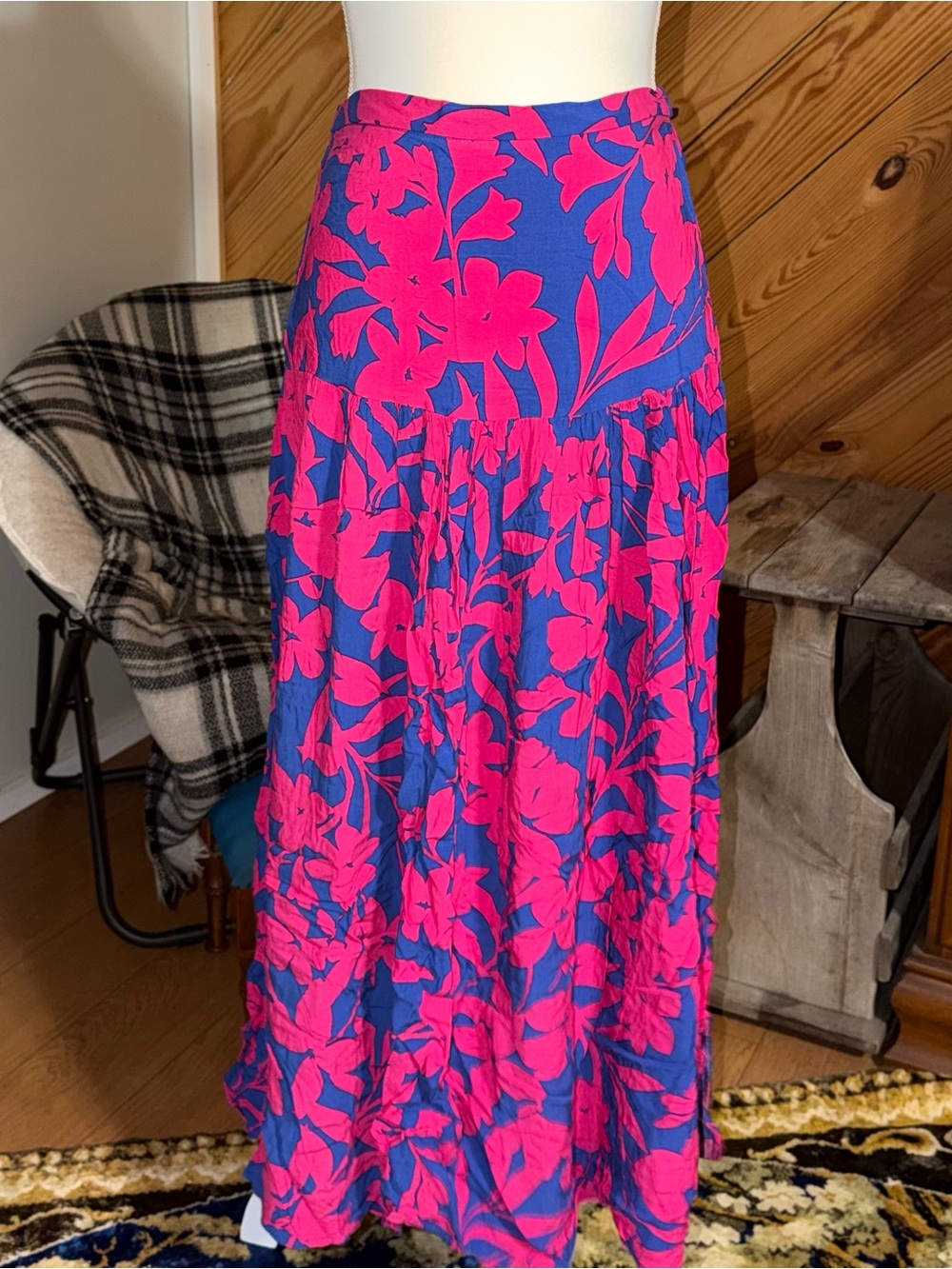 Abel the Label Women’s Floral Maxi Skirt in Fuchsia and Blue, doubles as dress